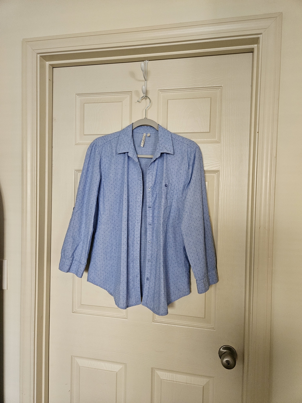 grand & greene Light Blue Button-Up Shirt with Subtle Print